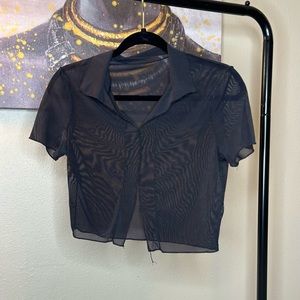 Sheer Preppy style crop top-NWOT